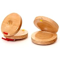 Lucky Shop1234 Kids Musical Castanets Instrument, Set of 2 Wooden Finger Castanets for Kids, Baby Instruments Rhythm Toys (Burlywood)