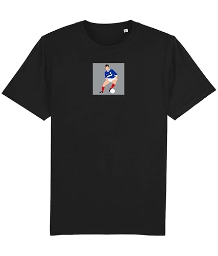 Rangers - Davie Cooper Cotton Football T-Shirt Black White Print Men's Boys Clothing Gift 