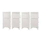 Suncast Wood Style Outdoor Screen Enclosure - Freestanding Steel and Resin Privacy Screen with 4 Reversible Panels - Perfect for Concealing Garbage Cans, Air Conditioners - White