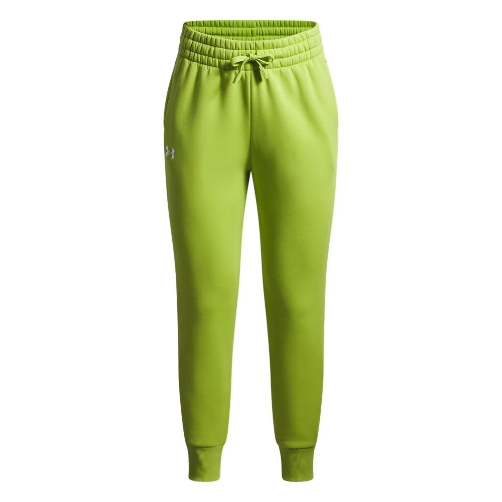 Under Armour Girls’ Rival Fleece Joggers, (326) Green Vibe / / White, Youth Small