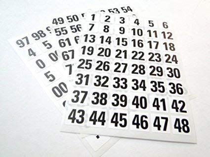 288 Sticky Numbered Labels 0 to 99 White SELF Adhesive Stickers Black Numbers