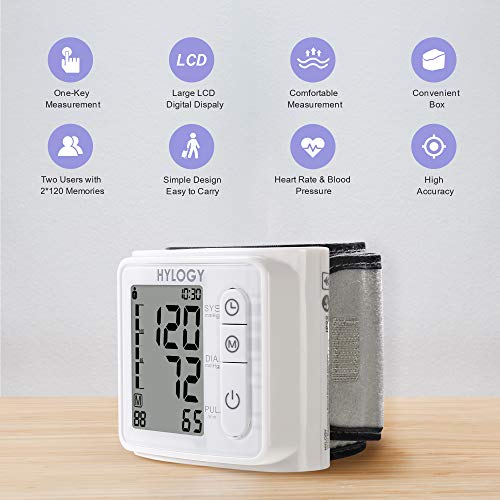 Wrist Blood Pressure Monitor, HYLOGY Blood Pressure Monitor Fully Automatic Blood Pressure and