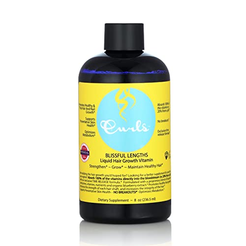 CURLS BLUEBERRY BLISS BLISSFUL LENGTHS LIQUID HAIR GROWTH VITAMIN – GROW, STRENGTHEN AND MAINTAIN HEALTHY HAIR, NAILS & SKIN – WAVY, CURLY, AND COILY HAIR-8OZ