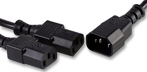 IEC C14 Male to 2 x IEC C13 Female Power Lead 2m Black Splitter