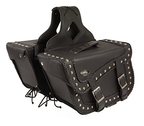 Double Strap Black Pvc Vinyl Throw Over Motorcycle Saddlebags