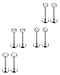 FUNRUN JEWELRY 4 Pairs 16G Stainless Steel Monroe Lip Rings Nose Studs Body Jewelry Piercing 3mm CZ 10mm