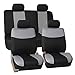 FH Group Flat Cloth Seat Covers Front Seat and Solid Rear Bench Full Set with Gift - Universal Fit for Cars, Trucks & SUVs (Gray/Black)