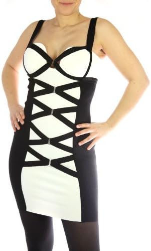 Celebrity Couture Women's Sexy Designer Bandage Dress Kim "Kardashian" Corset L Black/White