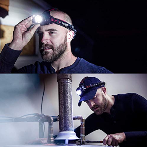 GearLight LED Headlamp Flashlight S1000 - Powerful Broadbeam Camping and Outdoor Headlamps - Construction Hardhat Compatible Safety Head Lamp Light