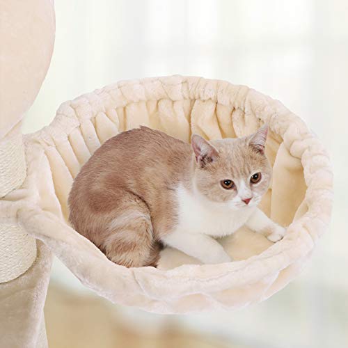 FEANDREA Cat Tree, Large Cat Tower with Fluffy Plush Perch, Cat Condo