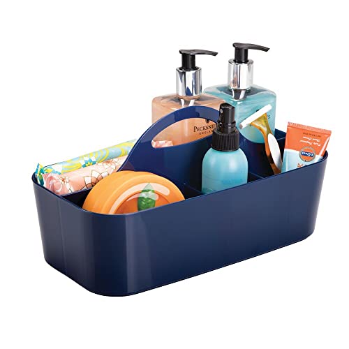 mDesign Plastic Divided Shower Organizer Basket Caddy Tote with Handle