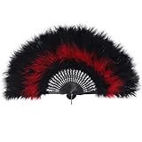 BABEYOND Roaring 20s Vintage Style Folding Handheld Flapper Marabou Feather Hand Fan for Costume Halloween Dancing Party Tea Party Variety Show 11