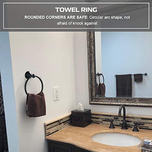 SUNTAI Bathroom Hardware Set Wall Mounted, 4 Piece Accessories , Include 24 Inch Towel Rack, Toilet Paper Holder, Hand Towel Holder, Square Hook, Oil-Rubbed Bronze