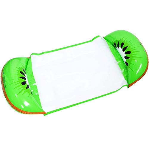 MENGDUO Water Hammock Pool Lounger Float Hammock Inflatable Rafts Swimming Pool Air Lightweight Floating Chair Compact and Portable Swimming Pool Mat for Adults and Kids (Kiwifruit)