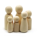 10 Sets (60piece) Family of 6-Wooden Peg People Solid Hardwood Natural Unfinished wood beads Turnings Ready for Paint Waldorf