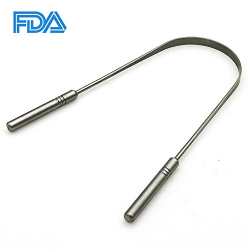 Tongue Cleaner Scraper, Medical Surgical Grade Stainless Steel Metal Tongue Sweeper Dentist Recommended Used for Oral Bacteria Inhibiting and Eliminates Bad Breath by MOTYYA - Thumbnail 3