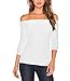 Women's Sexy Slim Fit Stretchy Off Shoulder Long Sleeve Blouse Tops Shirt White S