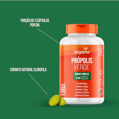 Própolis Verde, Immune Complex, 13mg Fenólicos + Vitaminas, Bigens