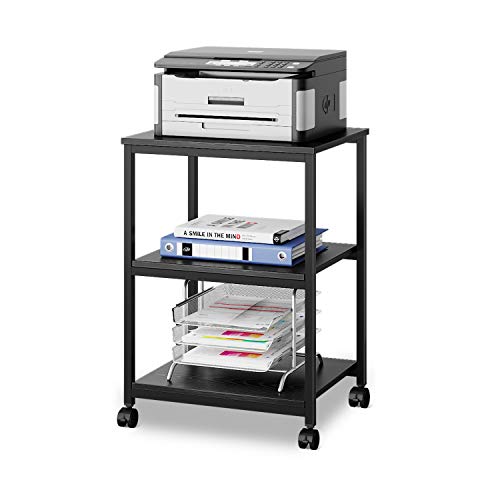 DEVAISE Mobile 3Shelf Printer Cart, Printer Stand on Wheels for Office