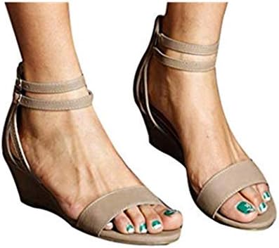 Cewtolkar Women Sandals Wedges Shoes Roman Sandals Peep Toe Shoes Buckle Sandals Zipper Shoes Summer Sandals
