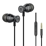 Earphones In Ear Earbuds Stereo Noise Isolating Headphones with Microphone and Volume Control Waterproof Wired Earphone for iPhone iPod iPad Samsung Android Smartphones Tablet Laptop 3.5mm
