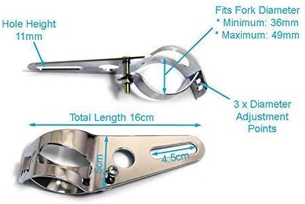Alchemy Parts Motorcycle Headlight Fork Mount Brackets Chrome for 36mm to 49mm Diameter Forks Cafe Racer Street Fighter - Image 5