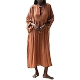 Wome Boho Floral Maxi Dress Puff Sleeve Flowy Long Dress V Neck Loose Fit Shirt Dress Bohemian Tiered Sundress