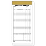 CheckSimple Compact Material & Labor Record Forms - Pads of 100 - Dual Carbon Copies (1000 Forms)
