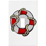 Red Nautical Preserver Wallplate Decorative Switch Plate Cover (1 Gang - Single)