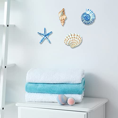 Yookeer 4 Pieces Beach Wall Decor Beach Themed Bathroom Decor Seashell