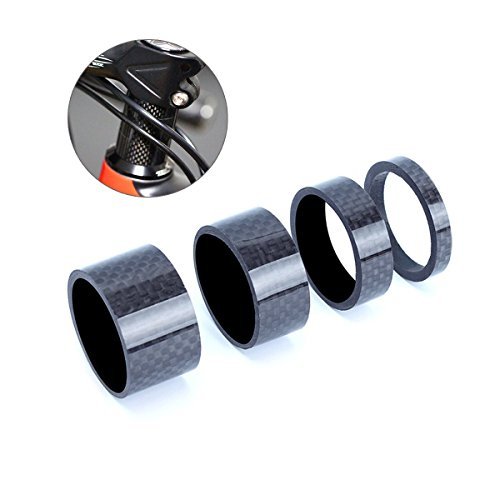 PLATT Bike Headset Spacer Full Carbon Fiber Bicycle Stem Headset Spacer Fit 1 1/8-Inch Compatible with MTB Bike Road Bikes (Gloss 4Pcs)