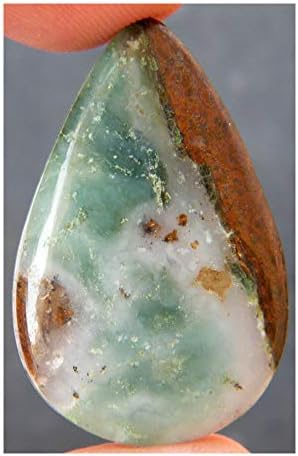 RASIYO Chrysoprase Cabochon, Natural Green Chrysoprase Gemstone 40Ct Pear Shape 37x23x6mm K-6046
