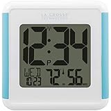 La Crosse Technology 515-1912-INT Splash-Proof Shower Cube Atomic Clock with Temperature & Humidity, White