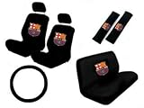 11PC FC Barcelona Low Back Seat Covers Bench Seat Cover Shoulder Pads Steering Wheel Cover Head Rest Covers Combo Kit