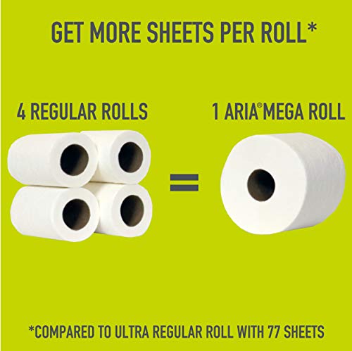 Aria Premium, Earth Friendly Toilet Paper, 12 Mega Rolls, 12 = 48 Regular Rolls, Eco Friendly Bath Tissue - Thumbnail 5