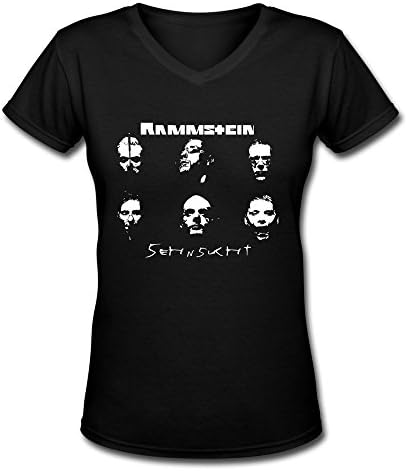 KEIKO Women's Rammstein T-shirts V-Neck L Black