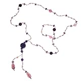 Chuvora Gemstone Beads Y Drop Opera Length Long Necklace, 28 inches