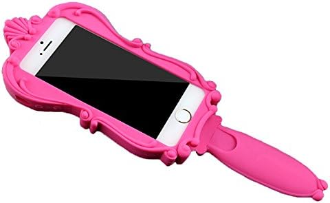 iPhone 5 5S 5C Fashion Barbie Mirror Case Special Design Classic Edge Thick Silicone/Gel Handheld Handle Acrylic Mirror Case/Cover/Shell (Hot Pink & Pink) + Lovely Hot Pink Hello Kitty Button Stickers
