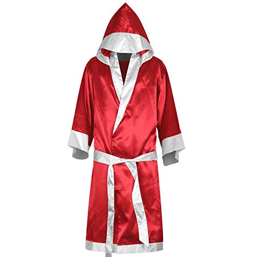 Heaven2017 Boxing Robe with Hood for Men MMA Boxing Match Muay Thai (Red M)