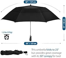 Amazon Com Eez Y 58 Inch Portable Golf Umbrella Large Windproof Double Canopy Automatic Open Strong Oversized Rain Umbrellas Sports Outdoors