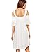 Milumia Women's Cold Shoulder Ruffle Sleeve Loose Shift Swing Tunic Dress White L