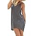 KMG Kimloog Women Halter Backless Sleeveless Irregular Casual Short Mini Dresses Party Beach Sundress (L, Gray)