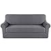 Turquoize Stretch Sofa Slipcover 2 Pieces Sofa Cover Couch Cover for 4 Cushion Couch Washable Furniture Protector Covers with Elastic Bottom Feature Thick Jacquard Fabric (XL Sofa, Charcoal Gray)