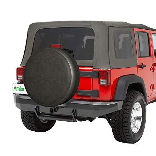 AmFor Spare Tire Cover, Universal Fit for Jeep, Trailer, RV, SUV, Truck and Many Vehicle, Wheel Diameter 25" - 27", Weatherproof Tire Protectors (Black)