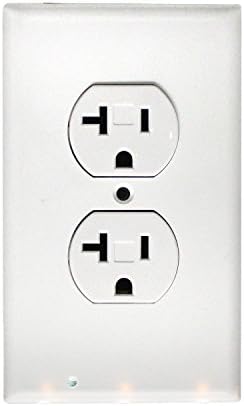 Night Light Wall Outlet - SECKATECH 20 AMP Wall Receptacle Coverplate with LED Night Lights, White