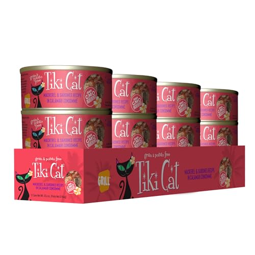 TIKI CAT GRILL WET CAT FOOD, MACKEREL & SARDINES, 2.8 OZ. CANS (12 COUNT)
