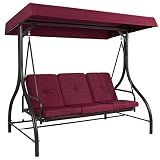 Best Choice Products Converting Outdoor Swing Canopy Hammock Seats 3 Patio Deck Furniture Burgundy