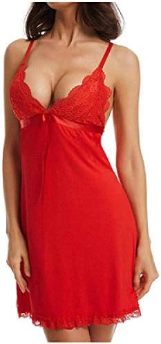 女子nightdresses Nightshirtsディープvネックのランジェリー女性のサテンのレースのナイトガウンバスローブエロ下着ベビードールパジャマセクシーな寝間着 レースパンツ Color Shown 新作続 L Size As