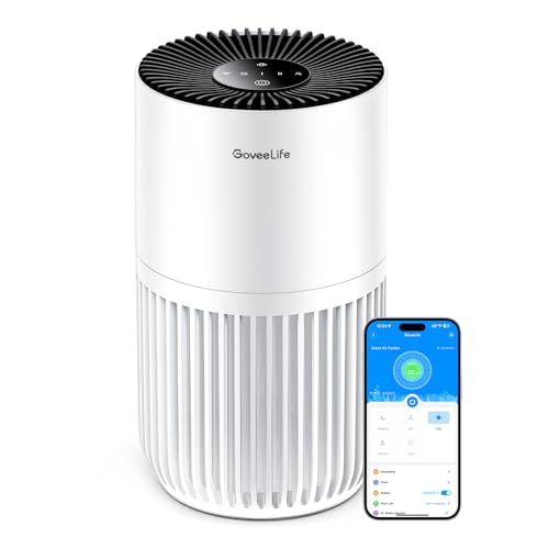 GoveeLife Mini Air Purifier for Bedroom, HEPA Smart Filter, Alexa Control for Pet Hair, Odors, Pollen and Smoke, with 3 Speeds, 2 Modes, Timer and Home Scent