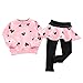 DaySeventh Kid Girls Love Heart Long Sleeve Shirt Sweater+Pants Skirt Sports Suit